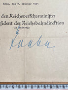 Original WW2 German Railway Award Certificate issued to a Railway Assistant. - The Militaria Shop