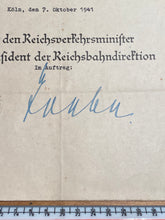 Charger l'image dans la galerie, Original WW2 German Railway Award Certificate issued to a Railway Assistant. - The Militaria Shop
