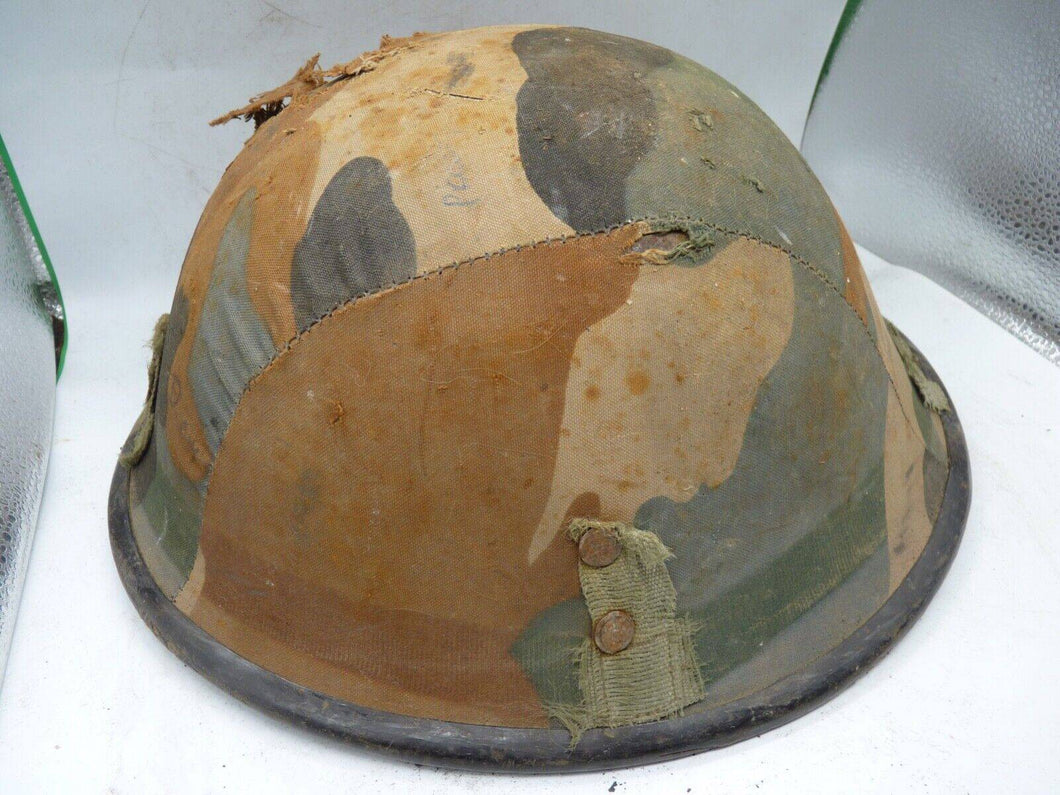 Original WW2 Mk3 Combat Helmet - British / Canadian D-Day Pattern - Indian Cover - The Militaria Shop