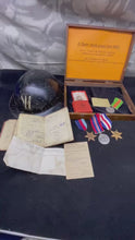 Load and play video in Gallery viewer, WW2 British Home Front &amp; Army Family Group, Wardens Helmet - Medals etc
