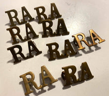 Load image into Gallery viewer, WW1 British Army - Royal Artilllery RA - genuine brass shoulder titles. - The Militaria Shop
