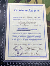 Lade das Bild in den Galerie-Viewer, WW2 German Army Signed Swimming Paperwork with signature and good stamp - 1940. - The Militaria Shop
