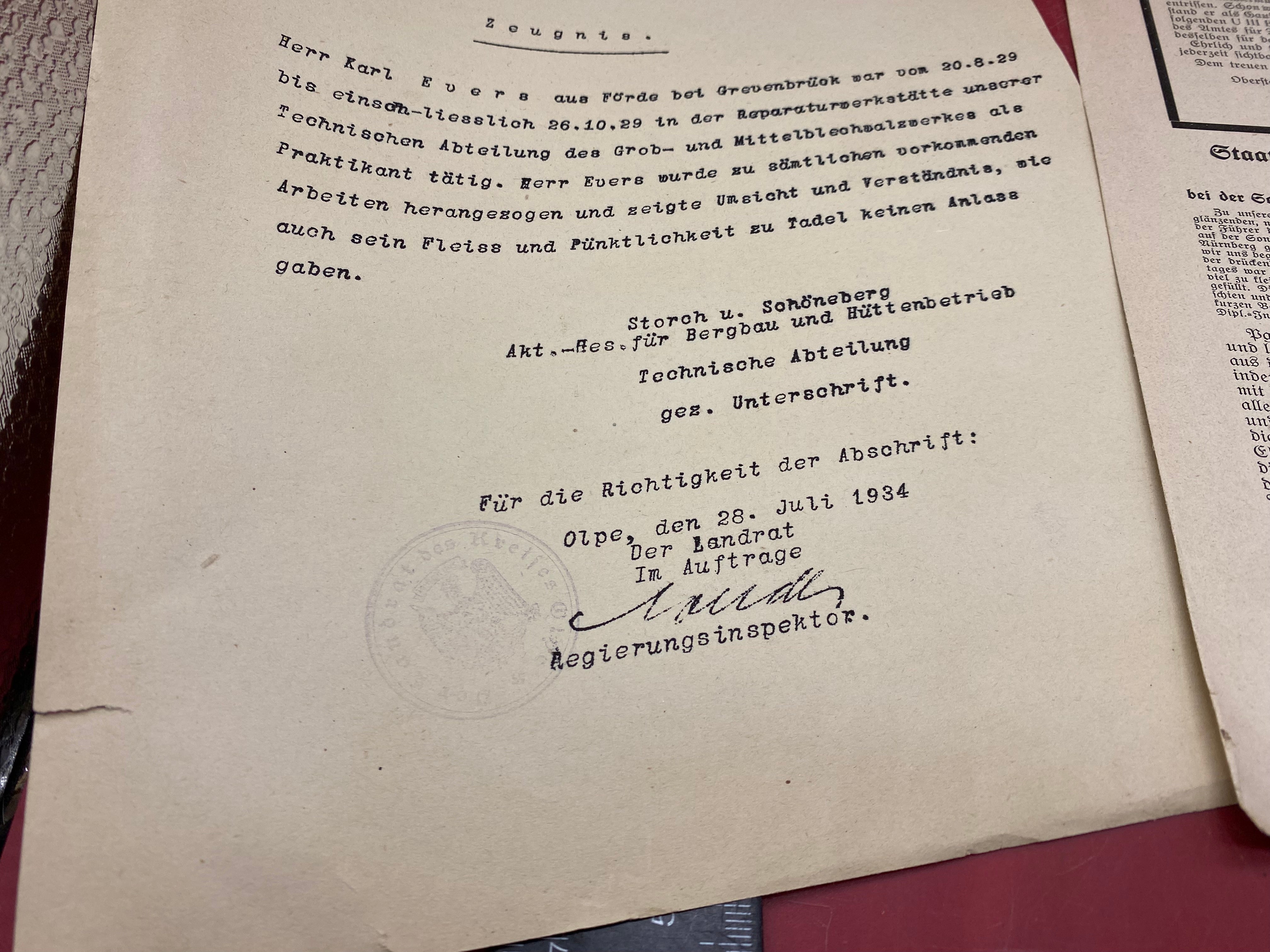 WW2 German NSBDT Paperwork - With Good Stamp. - The Militaria Shop