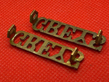 Load image into Gallery viewer, Original British Army GREY&#39;S Brass Collar Badges - Matching Pair
