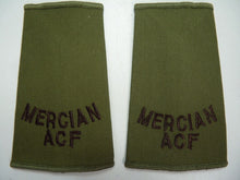 Load image into Gallery viewer, Mercian ACF OD Green Rank Slides / Epaulette Pair Genuine British Army - NEW
