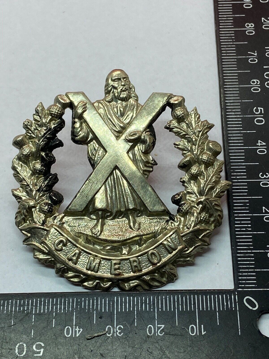 Original WW1 / WW2 British Army Cameron Highlanders Cap Badge