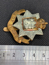 Load image into Gallery viewer, Original WW2 British Army East Surrey Kings Crown Brass Cap Badge
