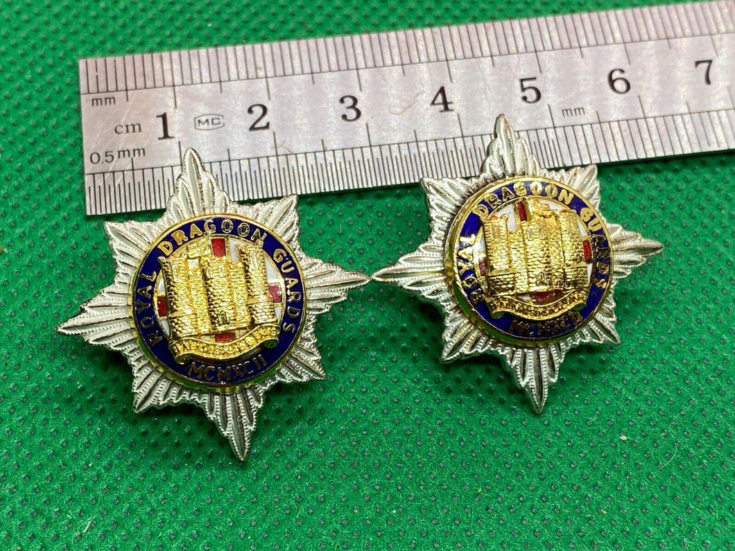 Original British Army ROYAL DRAGOON GUARDS - Pair of Collar Badges