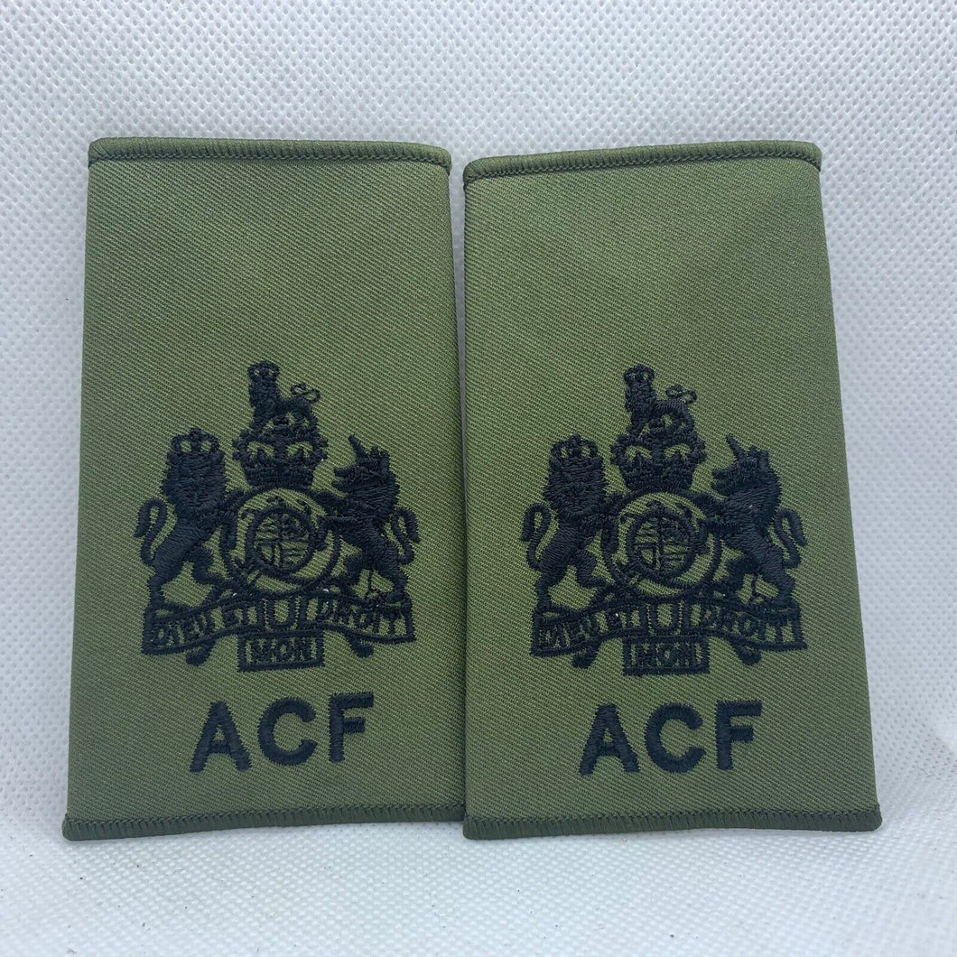 Cadet ACF OD Green Rank Slides / Epaulette Pair Genuine British Army - NEW