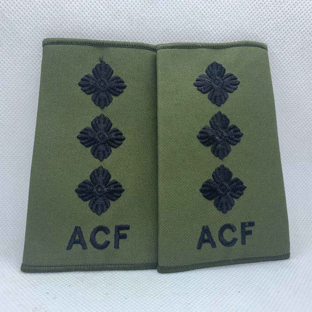 Cadet ACF OD Green Rank Slides / Epaulette Pair Genuine British Army - NEW
