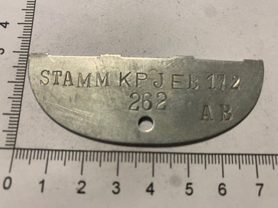 Original WW2 German Army Dog Tag - Marked - STAMM. KP. J. E. B. 172 - The Militaria Shop