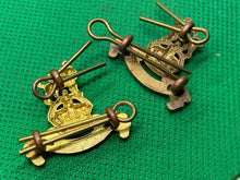 Load image into Gallery viewer, Original Pair of British Army - King&#39;s Crown Army Pay Corps Collar Badges
