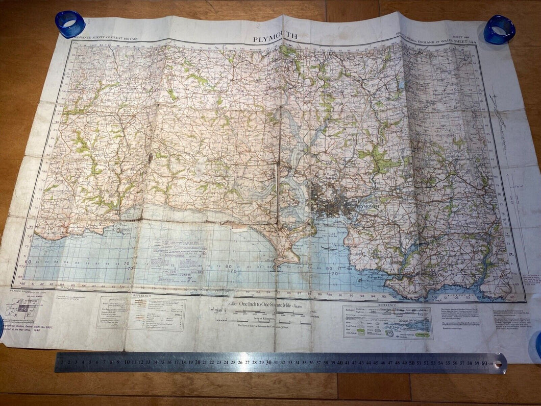 WW2 1940 British Army General Staff - War Office Army Map of PLYMOUTH.