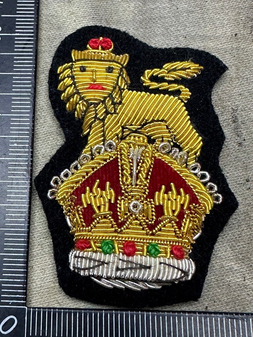 British Army Staff Officer Cap Badge - Kings Crown Wire Bullion Badge