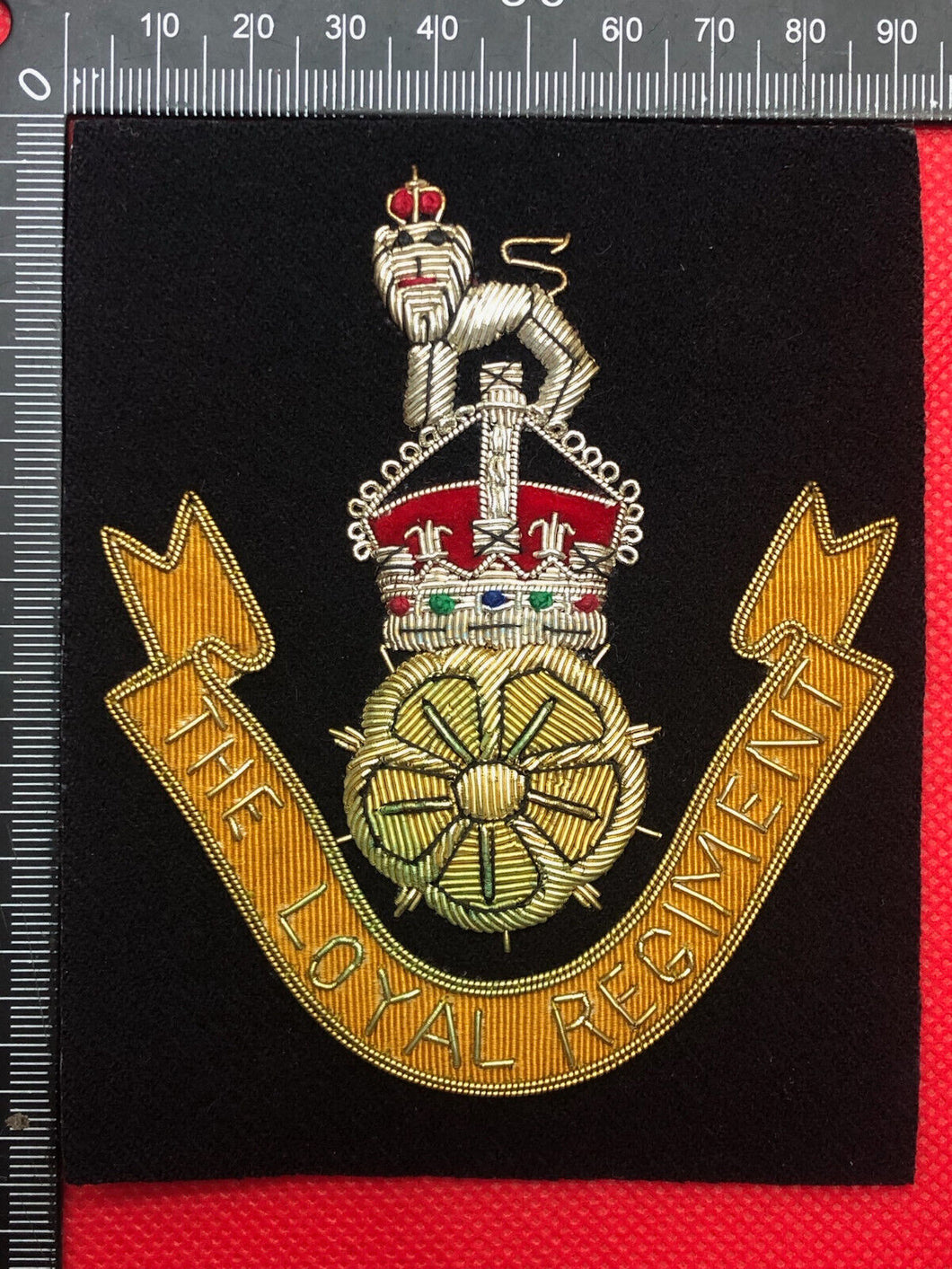 British Army Bullion Embroidered Blazer Badge - The Loyal Regiment - Kings Crown