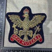 Load image into Gallery viewer, British Army Bullion Embroidered Blazer Badge - 26th Hussars
