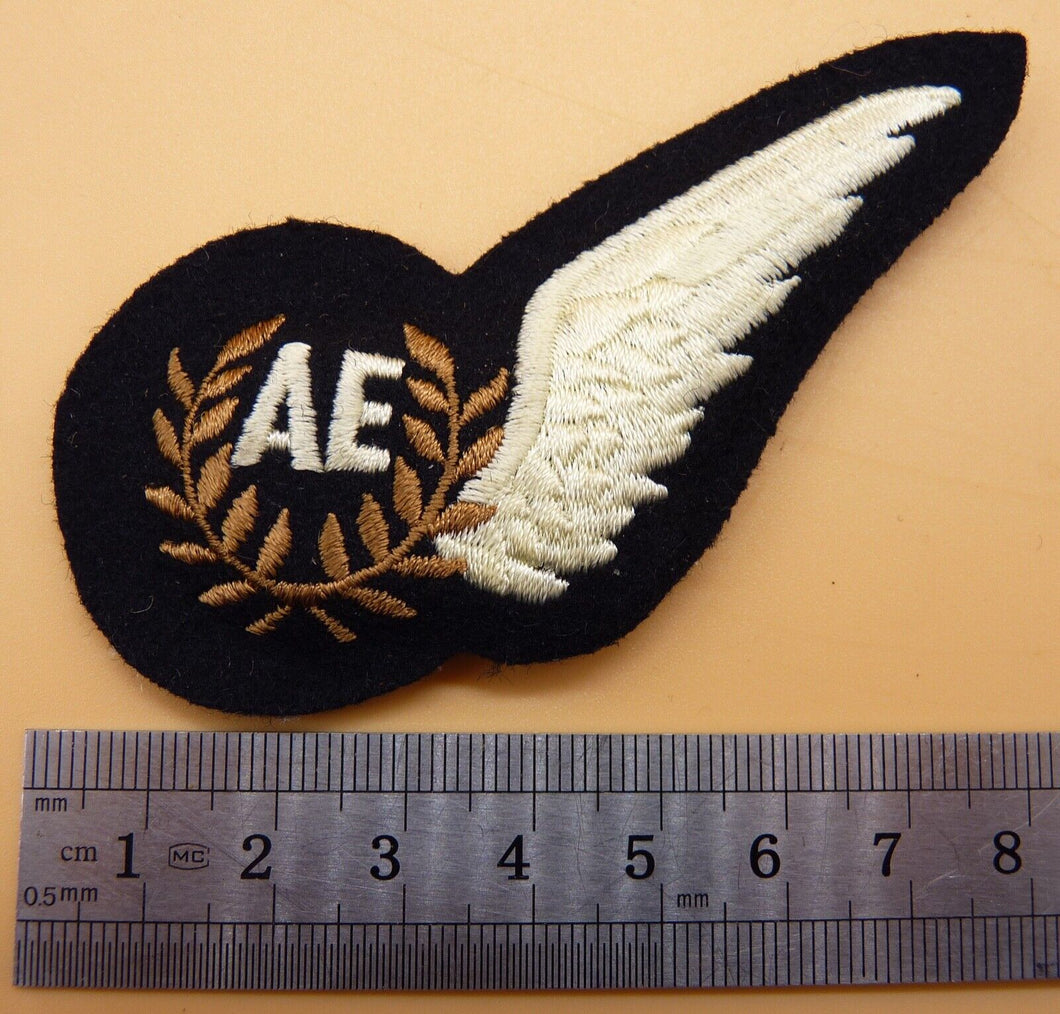 RAF Royal Air Force Air Electronics  AE half wing - padded brevet badge.