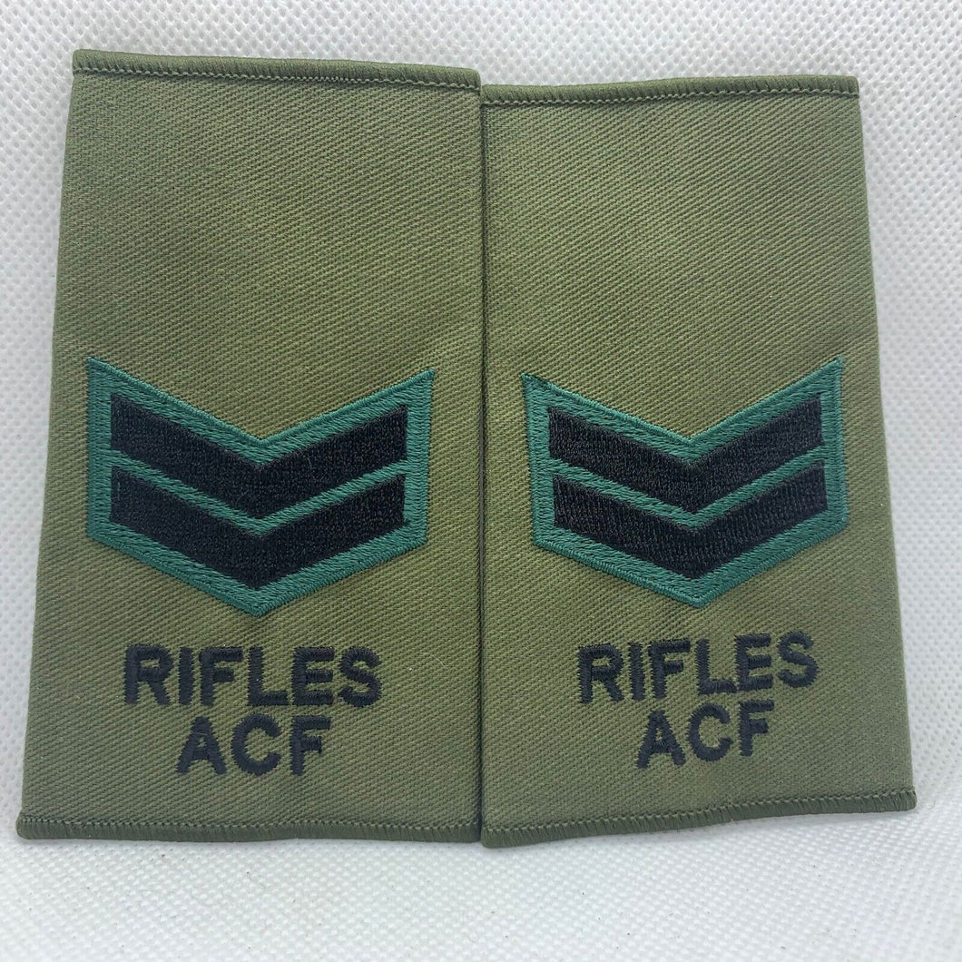 Rifles ACF OD Green Rank Slides / Epaulette Pair Genuine British Army - NEW