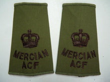 Charger l&#39;image dans la galerie, Mercian ACF OD Green Rank Slides / Epaulette Pair Genuine British Army - NEW
