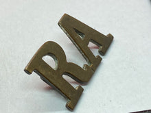 Load image into Gallery viewer, Original British Army WW1 Royal Artillery RA Brass Shoulder Title
