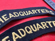Load image into Gallery viewer, Original WW2 British Home Front Civil Defence Hedquarters Shoulder Title Pair
