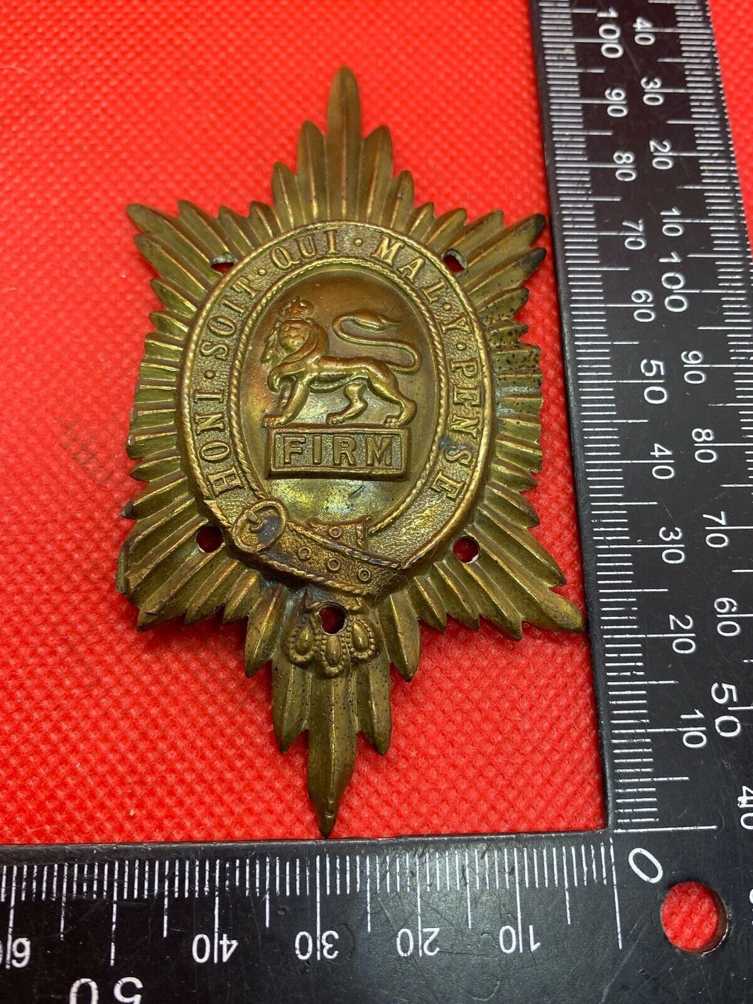 British Army. Worcestershire Regiment Victorian Crown Valise Badge
