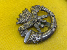 Load image into Gallery viewer, WW1 British Army Duke of Cornwall&#39;s Light Infantry White Metal Cap Badge.
