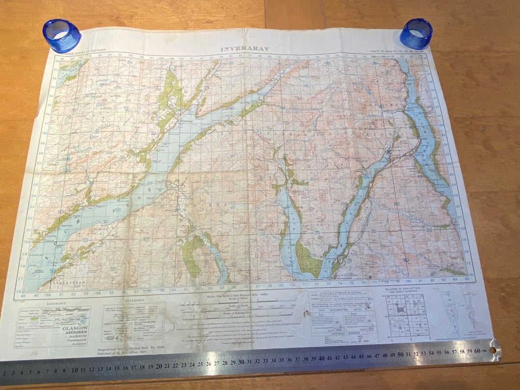 WW2 British Army 1941 MILITARY EDITION General Staff map of INVERARY.