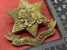 Load image into Gallery viewer, WW1 / WW2 British Army The BARBADOS Regiment - Gilt Metal Cap Badge.
