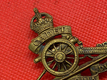 Load image into Gallery viewer, Original British Army Royal Artillery CADET Cap Badge - Maker Marked
