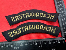 Load image into Gallery viewer, Original WW2 British Home Front Civil Defence Hedquarters Shoulder Title Pair
