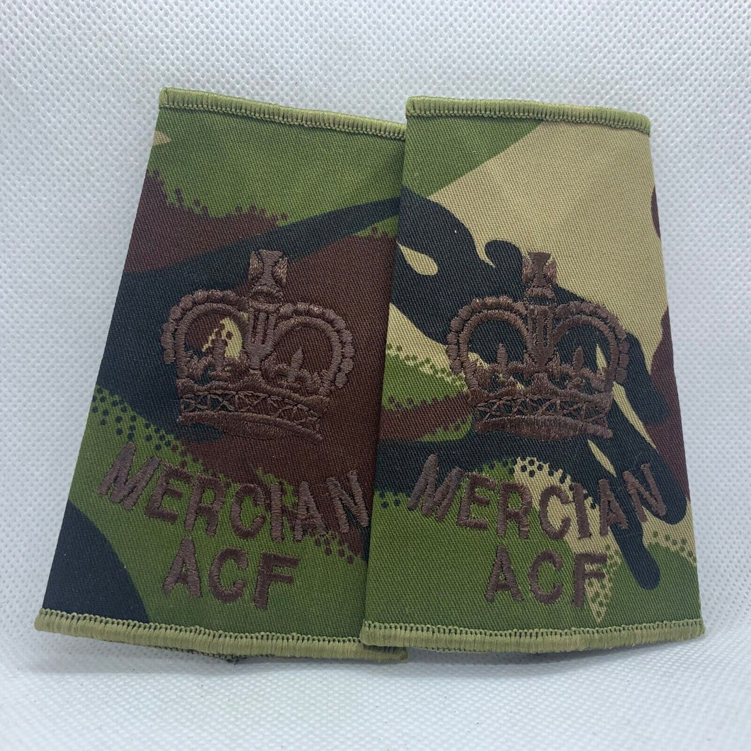 Mercian ACF DPM Rank Slides / Epaulette Pair Genuine British Army - NEW