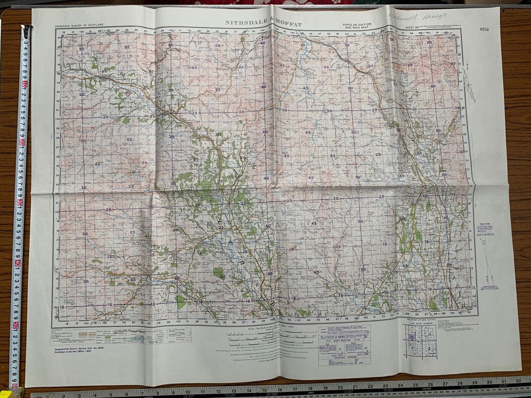 Original WW2 British Army RAF Home Guard Map 1933 - Nithsdale & Moffat