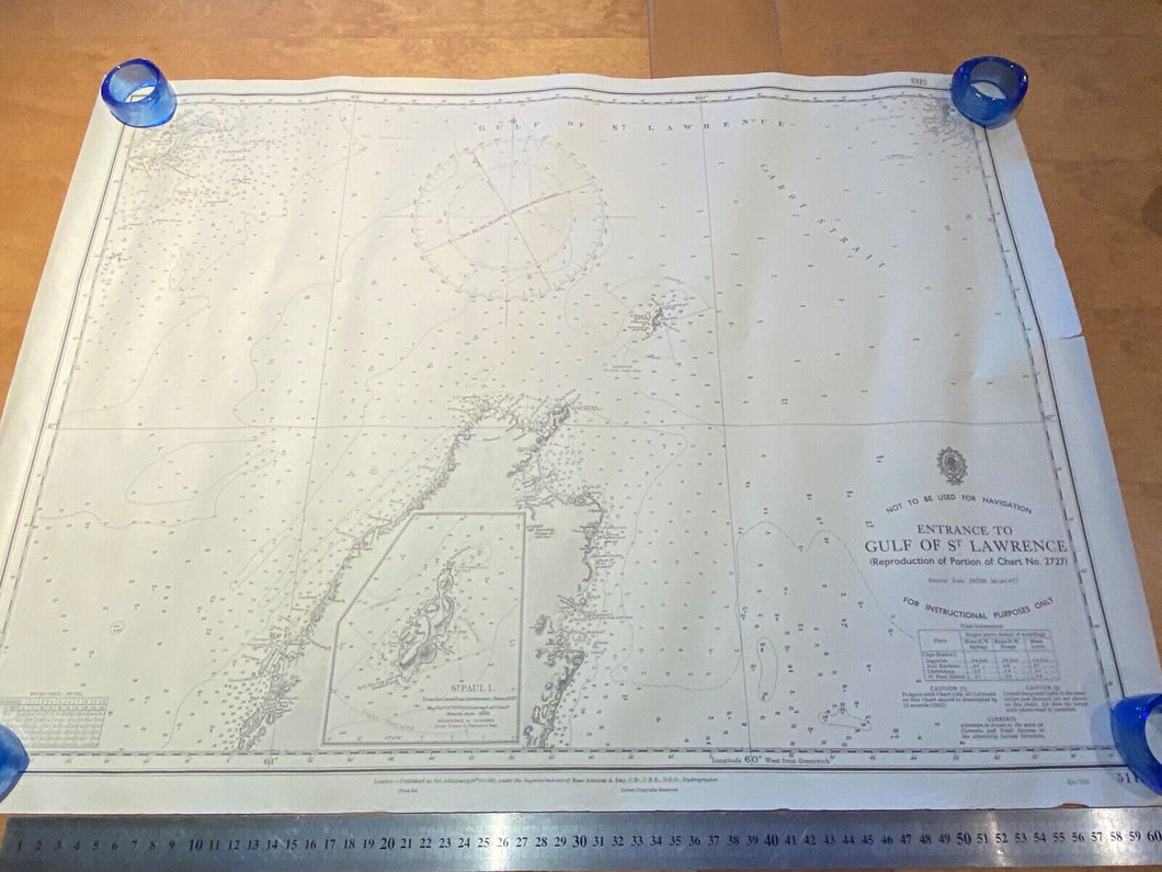 WW2 British 1952 Dated ADMIRALTY EDITION map of THE GULF OF ST. LAWRENCE.