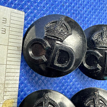 Load image into Gallery viewer, Original British Civil Defence Bakelite 17mm Uniform Buttons - Set of 4 - WW2
