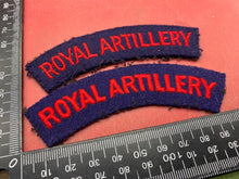 Load image into Gallery viewer, British Army ROYAL ARTILLERY WW2 Cloth Shoulder Badges - Pair
