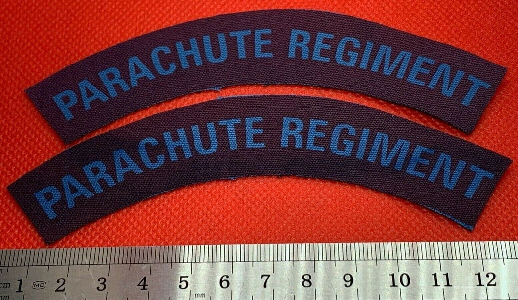 Pair of WW2 Style Printed Parachute Regiment Shoulder Title - Reproduction