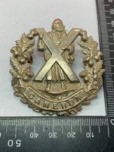 Load image into Gallery viewer, Original WW1 / WW2 British Army Cameron Highlanders Regiment Cap Badge
