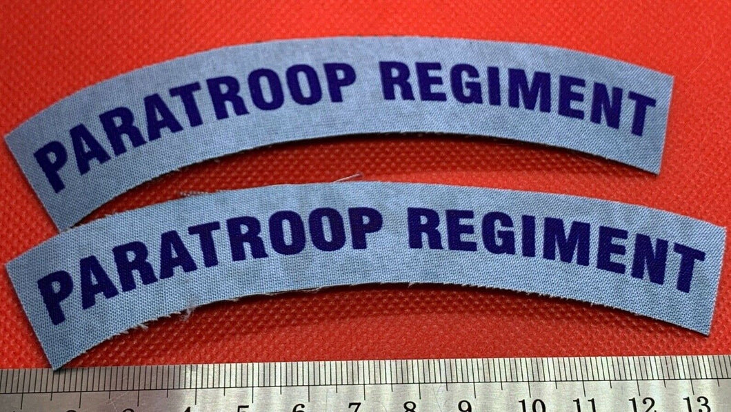 Pair of WW2 Style Printed Paratroop Regiment Shoulder Title - Reproduction