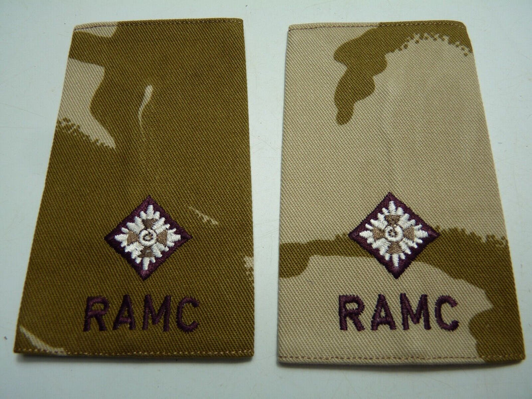 RAMC Desert DPM Rank Slides / Epaulette Pair Genuine British Army - NEW