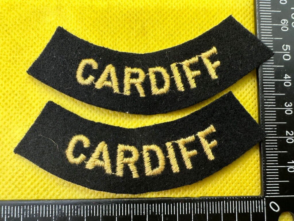 Original WW2 British Home Front Civil Defence Cardiff Shoulder Titles