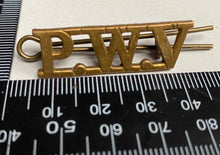 Load image into Gallery viewer, A WW1 British Army Prince of Wales Volunteer Regiment brass shoulder title.

