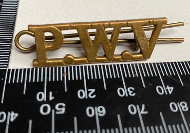 A WW1 British Army Prince of Wales Volunteer Regiment brass shoulder title. - The Militaria Shop