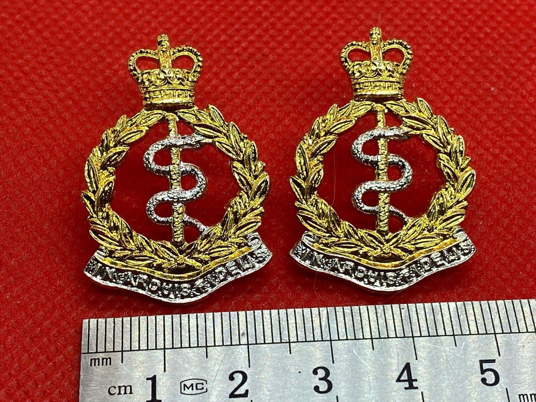 Two British Army Royal Army Medical Corps Collar Badges