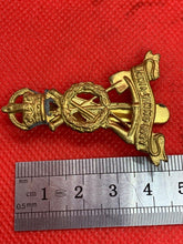 Load image into Gallery viewer, Original WW2 British Army Labour Corps Brass Kings Crown Cap Badge
