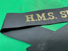 Load image into Gallery viewer, Genuine British Royal Navy H.M.S Sultan Cap Tally - Full Length - Mint Unissued
