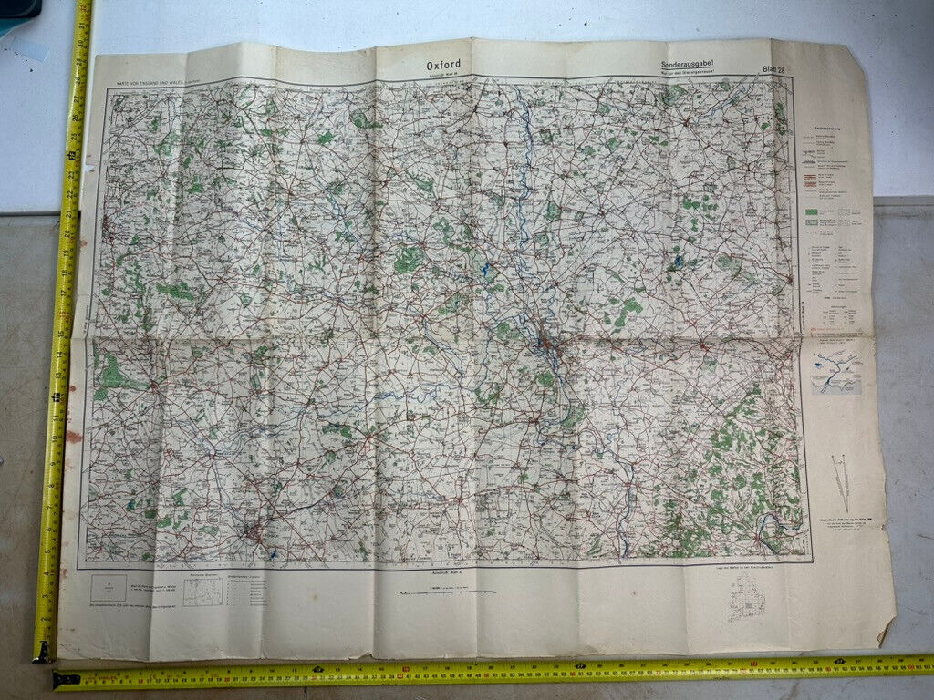 Original WW2 German Army Map of England / Britain -  Oxford