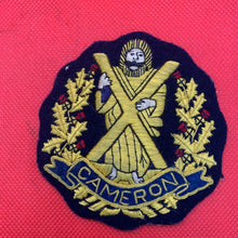 Load image into Gallery viewer, British Army Cameron Highlanders Regiment Embroidered Blazer Badge
