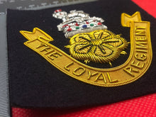 Load image into Gallery viewer, British Army Bullion Embroidered Blazer Badge - The Loyal Regiment - Kings Crown
