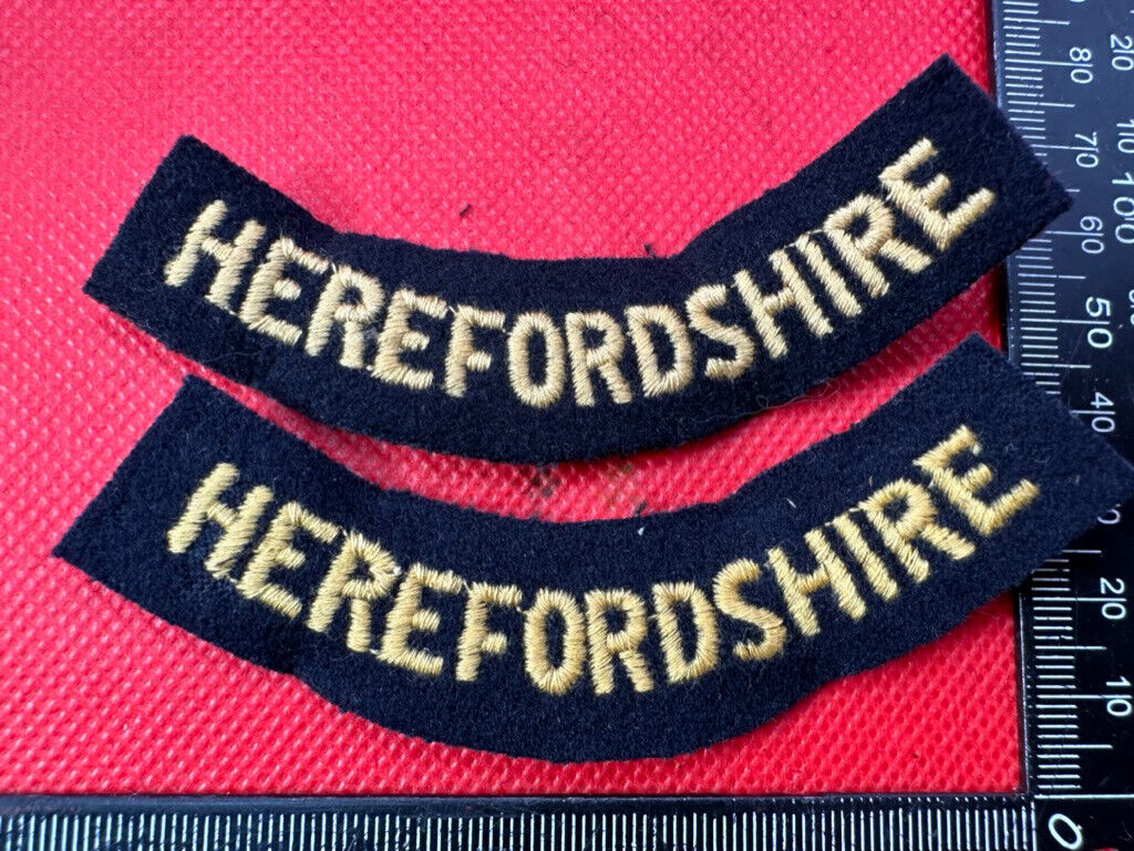 Original WW2 British Home Front Civil Defence Herefordshire Shoulder Titles